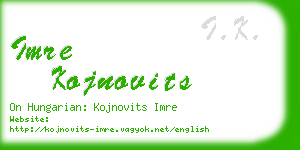 imre kojnovits business card